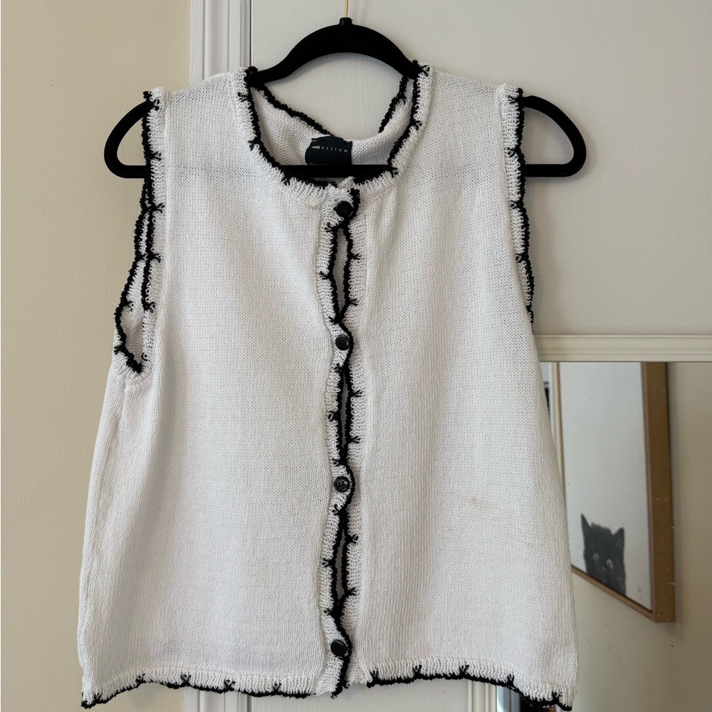 ASOS White Button-Up Top with Black Edging